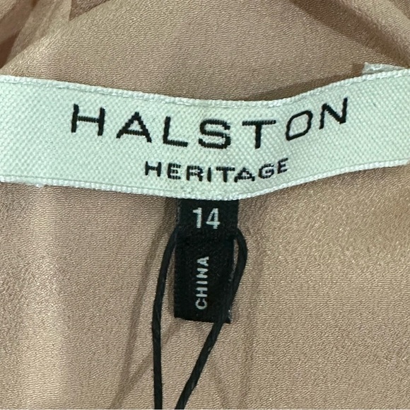 Halston Heritage Slip Gown Almond Pink Draped Deep V Open Back Black Tie Wedding - Picture 8 of 10